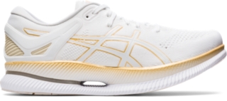 white and gold asics