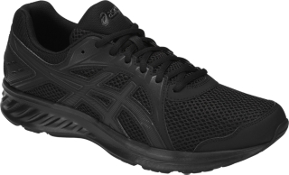 black asic running shoes