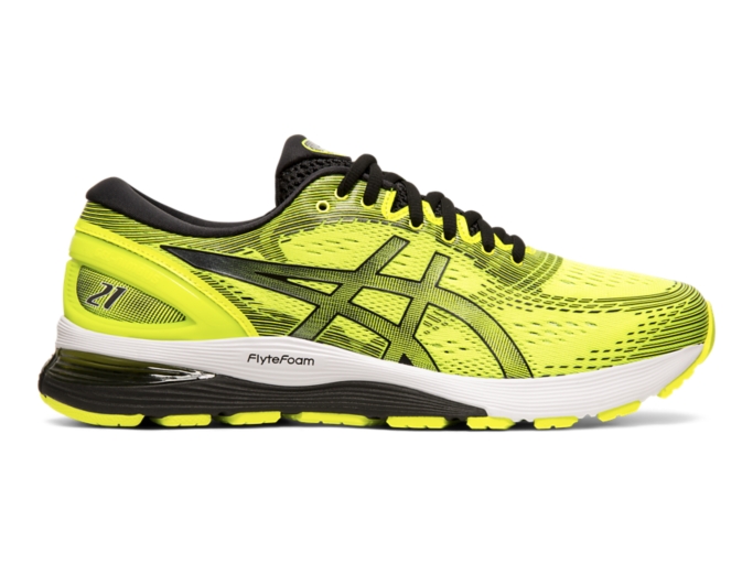 Men s GEL NIMBUS 21 Safety Yellow Black Running Shoes ASICS