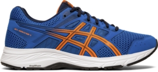 orange and blue asics