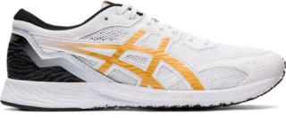 white and gold asics