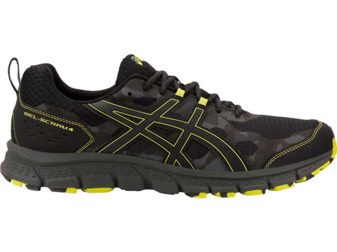 Men s GEL Scram 4 Black Neon Lime Trail Running Shoes ASICS