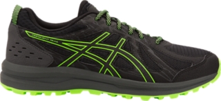 Men's Frequent Trail | Black/Green Gecko Running Shoes | ASICS