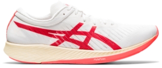 asics white red