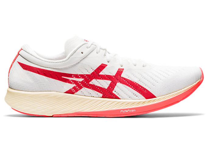 Image 1 of 6 of Men's White/Sunrise Red METARACER Men's Running Shoes