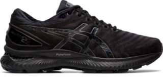 asics all black running shoes