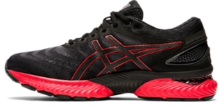 Asics black and shop red running shoes