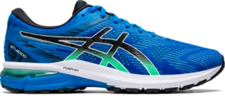 blue and black asics