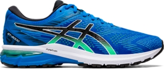 blue and black asics