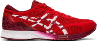 red running shoes