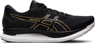 asics all black running shoes