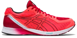 asics black and red running shoes