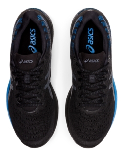 Asics black hot sale and blue