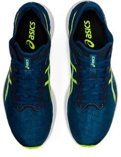  ASICS Men's Magic Speed Running Shoes, 10.5, MAKO Blue/Hazard  Green