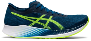  ASICS Men's Magic Speed Running Shoes, 10.5, MAKO Blue/Hazard  Green