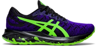 black and green asics running shoes