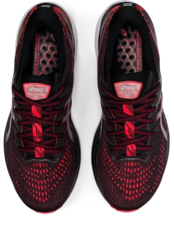 Red and black store asics