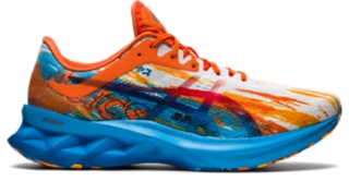 Asics orange and store blue