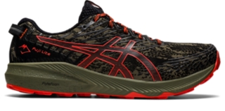 Men's Fuji Lite 3 | Mantle Green/Cherry Tomato | Trail Running Shoes | ASICS