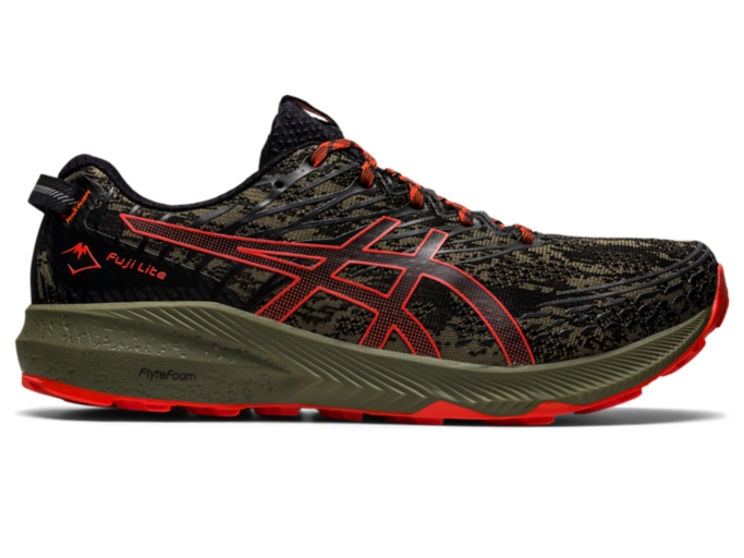 Men's Fuji Lite 3 | Mantle Green/Cherry Tomato | Trail Running Shoes | ASICS