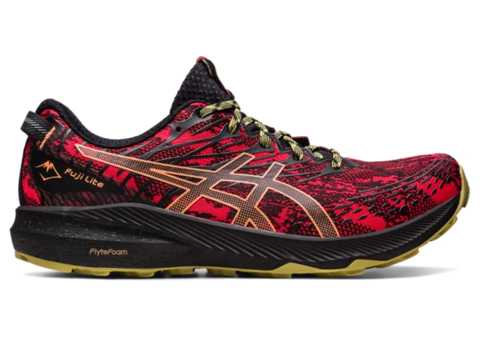 Men\'s Fuji 3 Trail Shoes Electric | ASICS | Running Red/Black Lite 