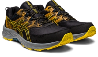 Black and gold asics running shoes online