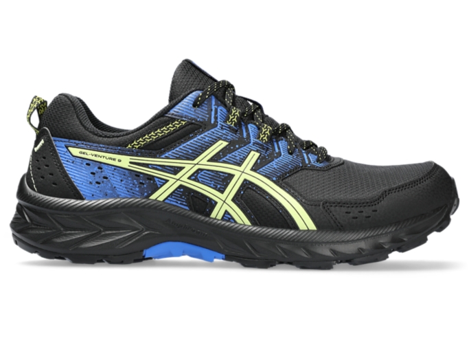 Asics Gel Venture 7 GS Black Safety Yellow Azul Neon Niño