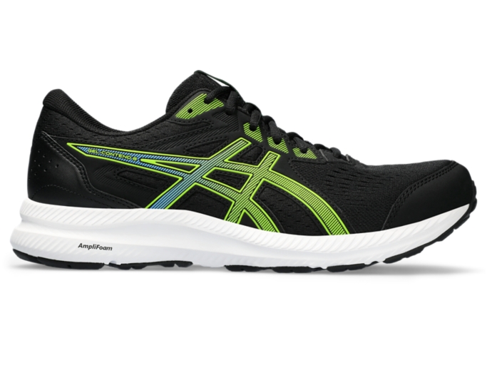 Men s GEL CONTEND 8 Black Electric Lime Running Shoes ASICS