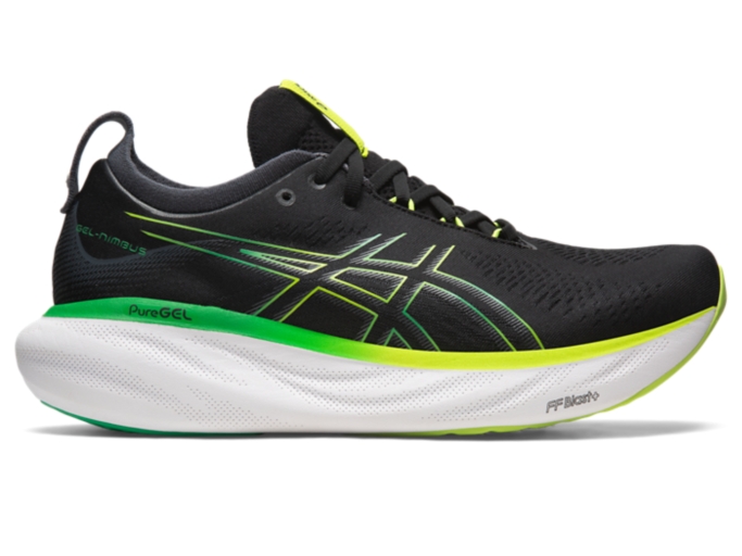 Men's GEL-NIMBUS 25, Lime Zest/White, Running Shoes