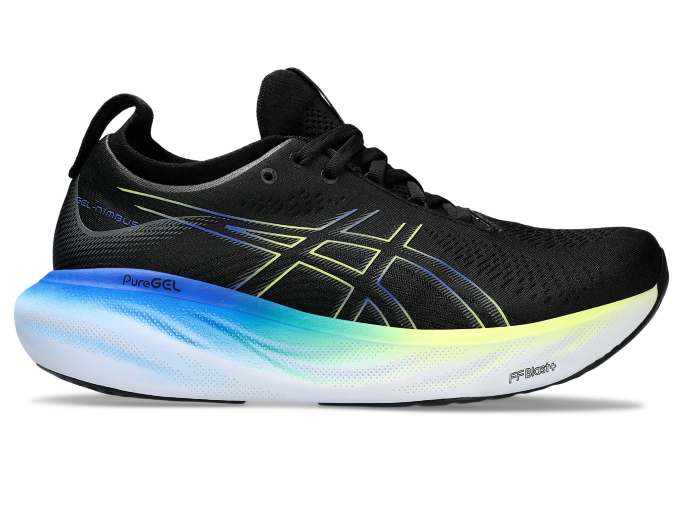 GEL NIMBUS 25 Men Black Glow Yellow Herren Laufschuhe ASICS Outlet DE