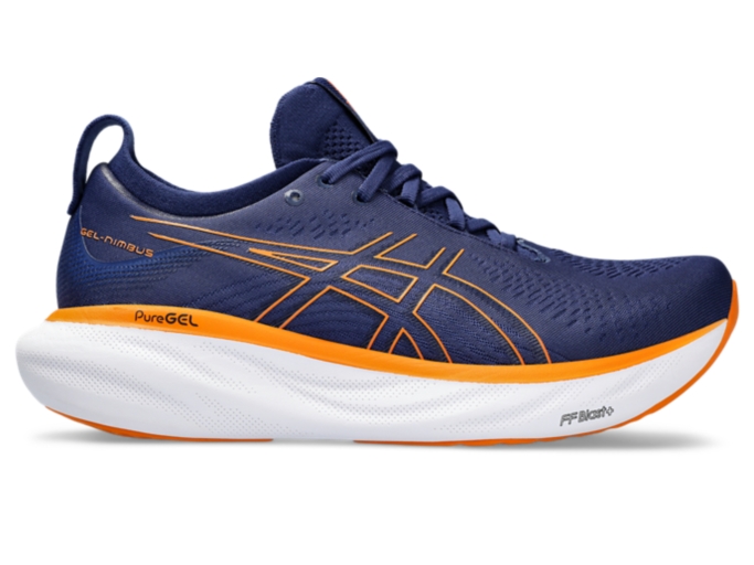 Men's GEL-NIMBUS 25 WIDE | Deep Ocean/Bright Orange | Running Shoes | ASICS