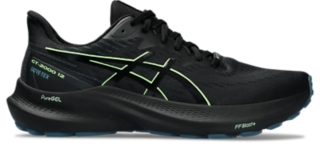 Men s GT 2000 12 GTX Black Illuminate Green Running Shoes ASICS