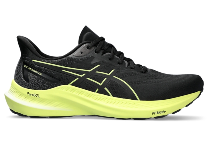 Men s GT 2000 12 Black Glow Yellow Running ASICS FR