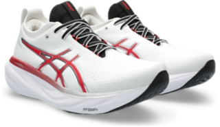 Men's GEL-NIMBUS 25 ANNIVERSARY, White/Classic Red, Running Shoes