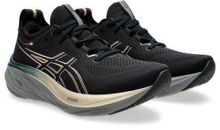 Men s GEL NIMBUS 26 PLATINUM Black Champagne Running Shoes ASICS