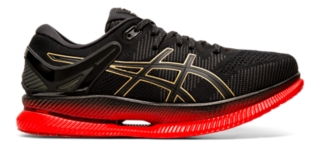 asics black red shoes