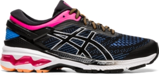 black and pink asics running shoes