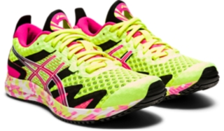 Women s GEL NOOSA TRI 12 Safety Yellow Pink Glo Running Shoes