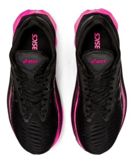 Asics black pink running shoes hotsell