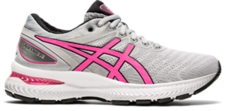 gray and pink asics
