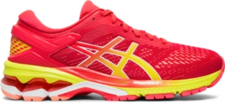 womens red asics running shoes