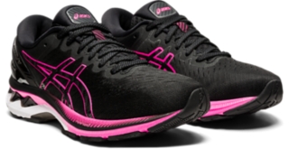 black and pink asics running shoes