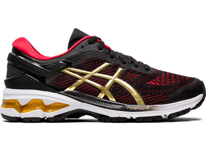 Women s GEL KAYANO 26 Black Pure Gold Running Shoes ASICS