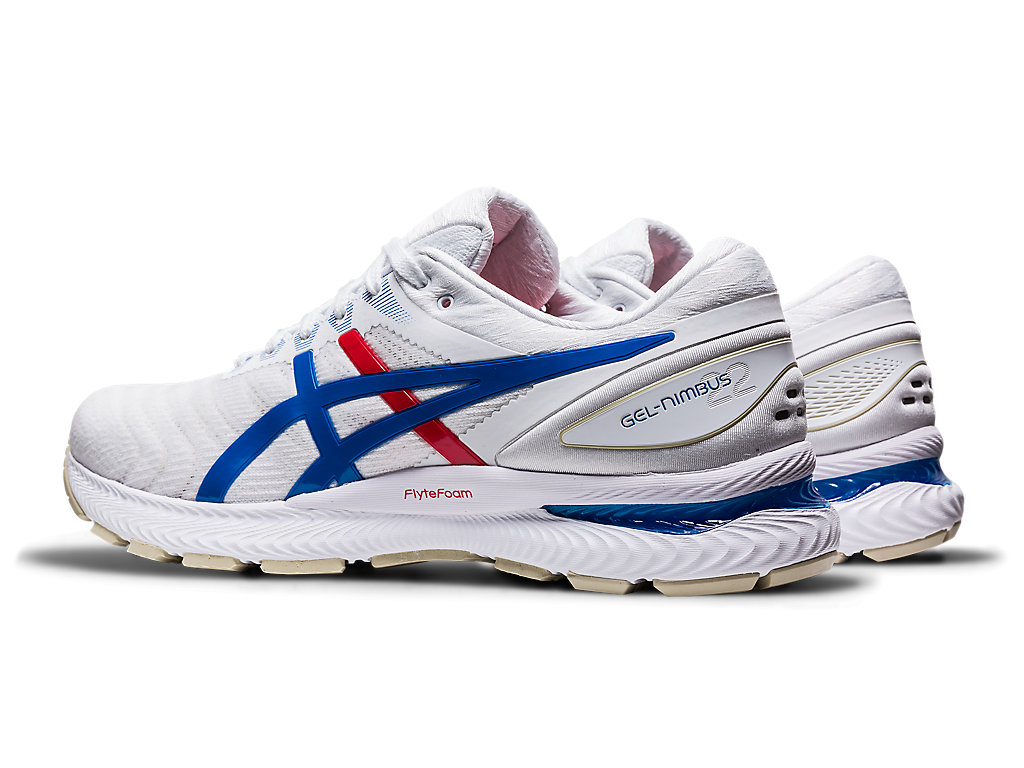 Women's GEL-NIMBUS 22 | White/Electric Blue | Running Shoes | ASICS