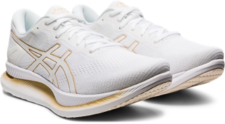 asics white and gold