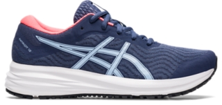 Women s PATRIOT 12 Thunder Blue Soft Sky Running Shoes ASICS