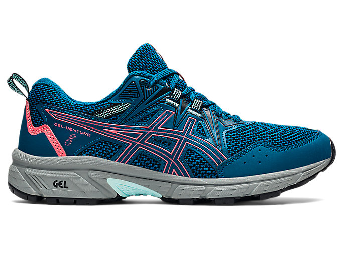 Image 1 of 7 of Women's Deep Sea Teal/Blazing Coral GEL-VENTURE 8 Women's Trail Running Shoes