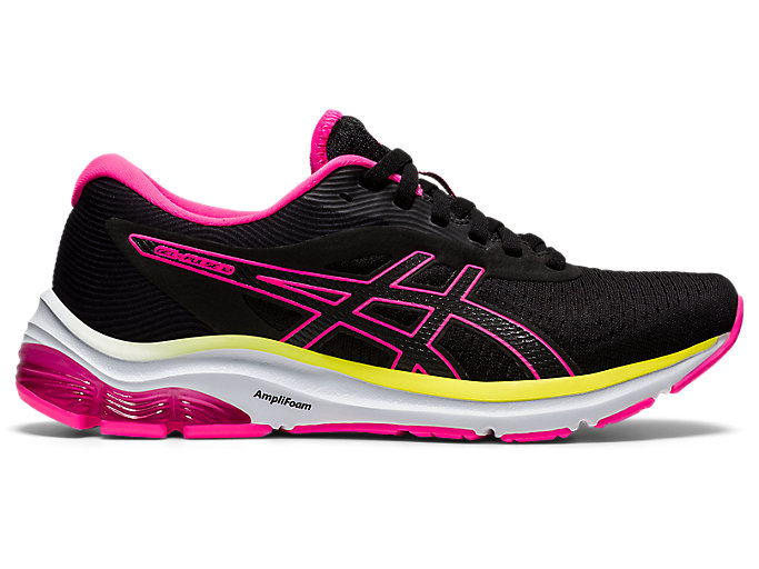 سكوشي Women's GEL-PULSE 12 | Black/Hot Pink | Running Shoes | ASICS سكوشي