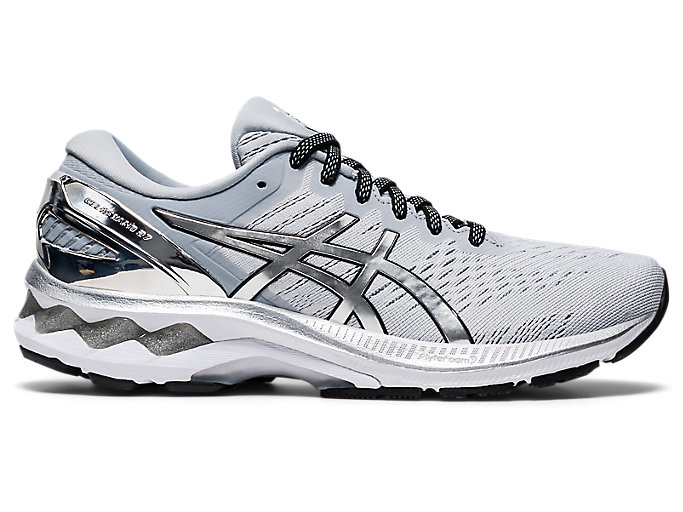 Image 1 of 7 of Women's Glacier Grey/Pure Silver GEL-KAYANO 27 PLATINUM Women's Running Shoes