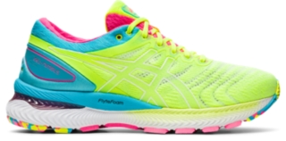 asics neon colored running shoes